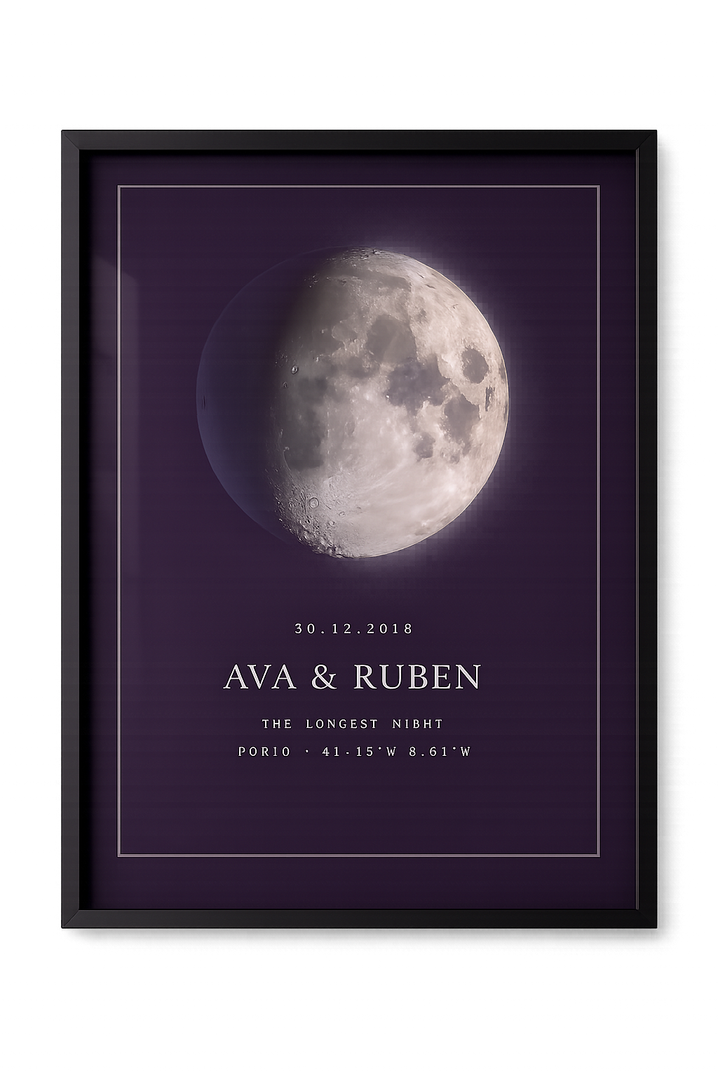 Deep violet moon print titled Ava & Ruben
