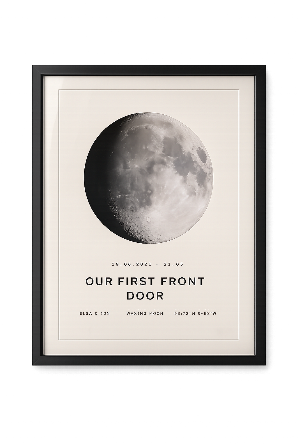 Ivory moon print titled Our First Front Door